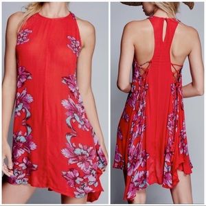 Free People Floral Paint The Sun Lace Up Dress